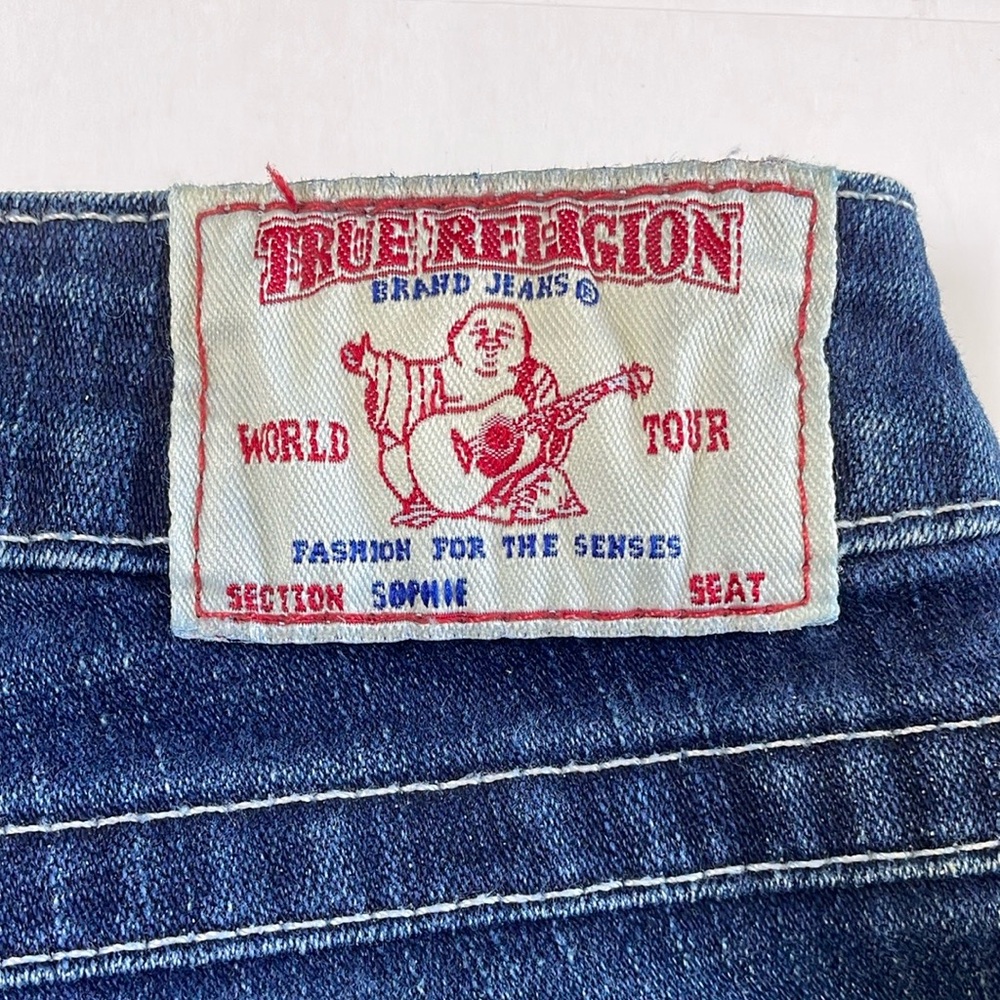 True Religion Sophie Denim Capri Low Rise Size 29 Cuffed Bermuda Button Stone - Picture 8 of 16